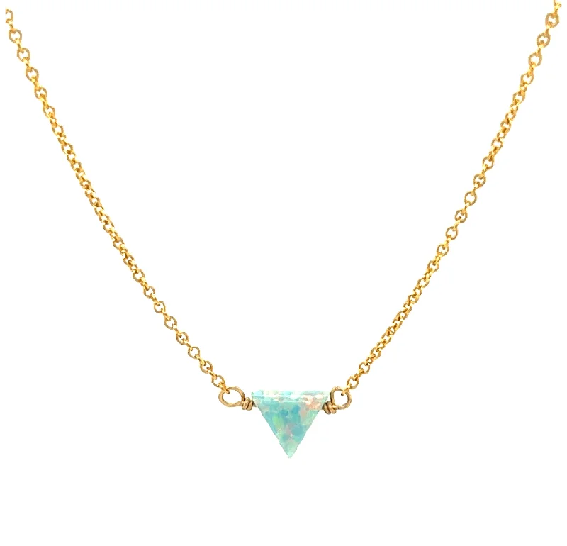 handmade pendant necklaces for women -bara boheme | Small "TRIANGLE" Opal Necklace