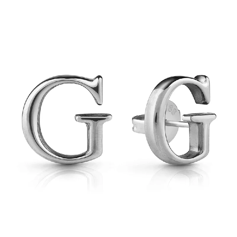 chic earrings for women -Guess Sterling Silver 12mm G Logo Stud Earrings