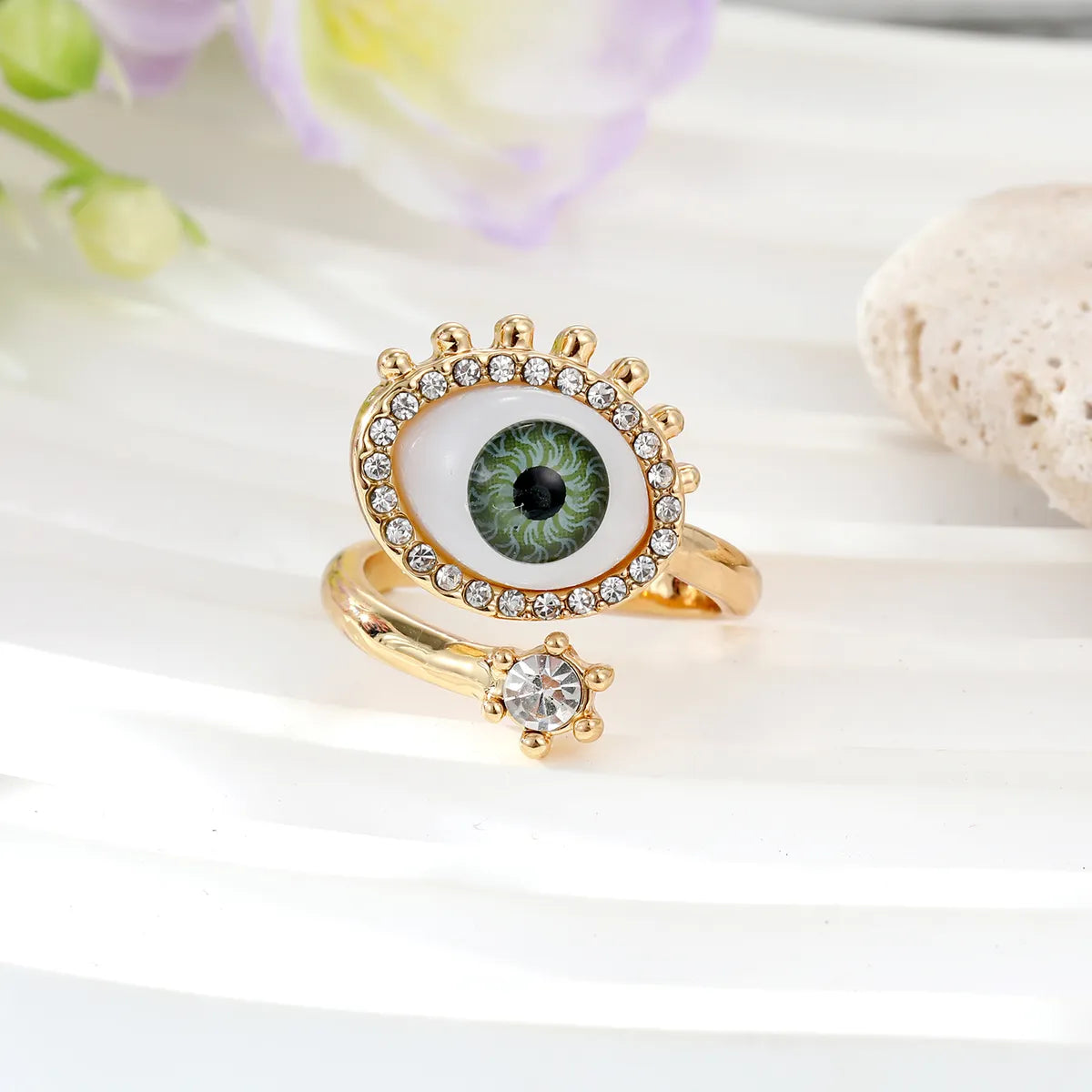 silver rings for women with diamonds -Fashion Devil'S Eye Alloy Resin Open Ring 1 Piece