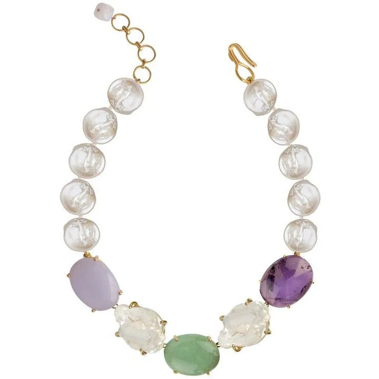 heirloom necklaces for women -White Pearl Semi Precious