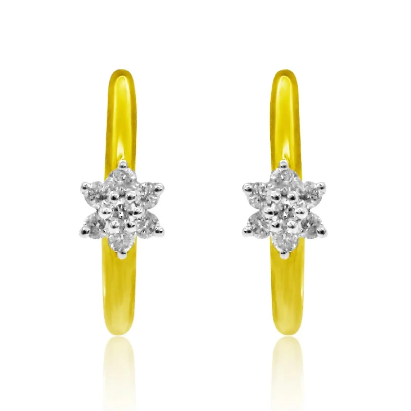 stylish gemstone drop earrings for women -Yellow Gold Diamond Earrings