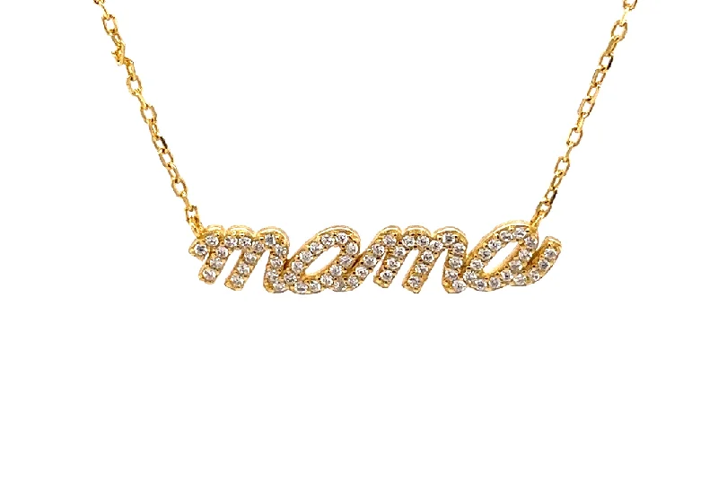 long pendant necklaces for women -"Mama" CZ Necklace