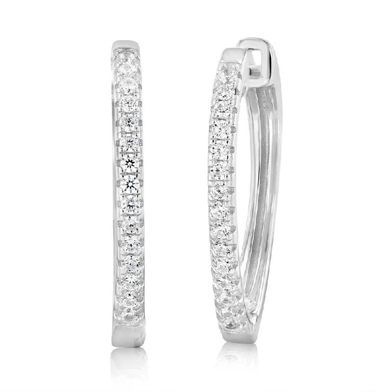 elegant drop earrings for women -Sterling Silver Zirconia Huggies Earrings