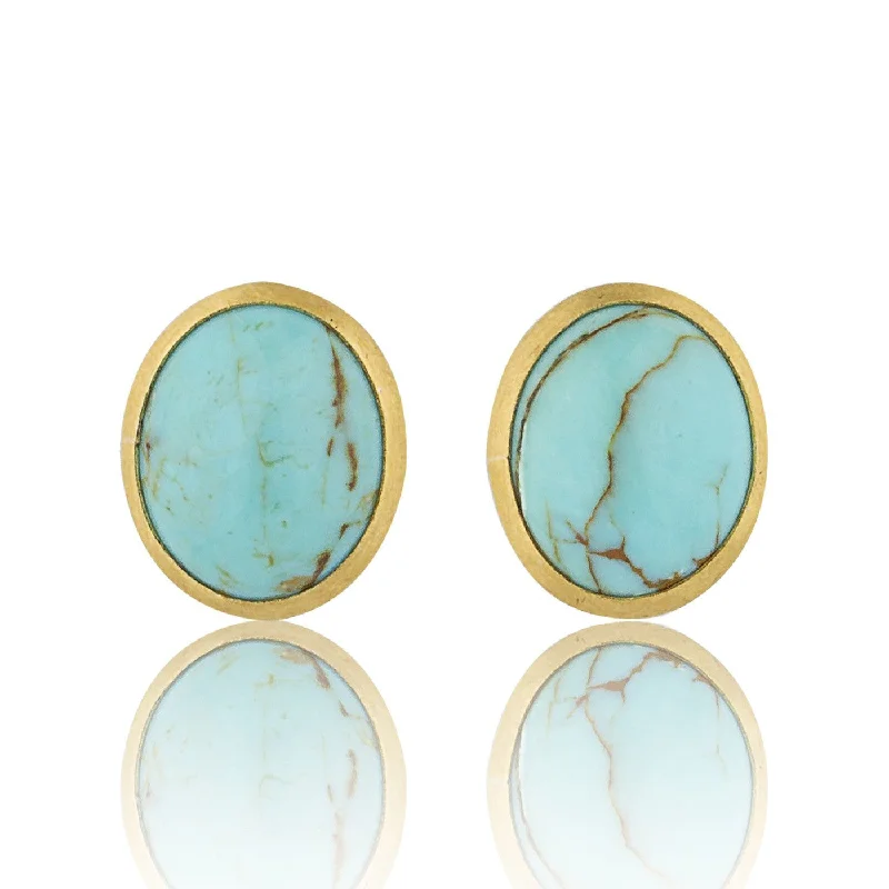 classic earrings for women -Lika Behar My World Cabochon Turquoise Stud Earrings