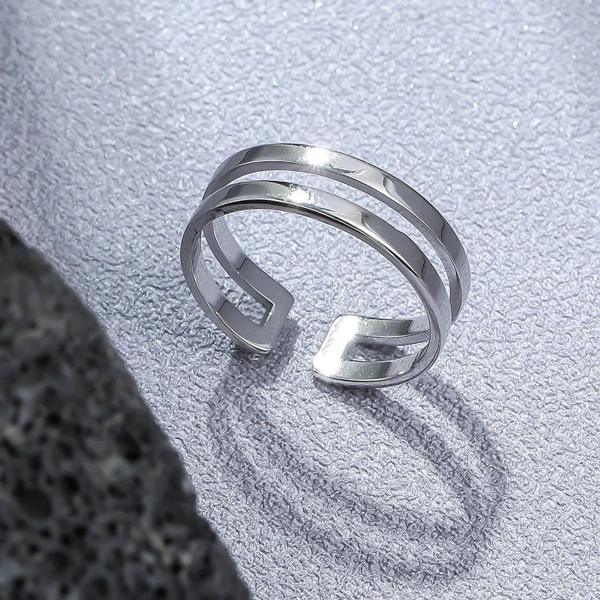 diamond rings for women -Simple Style Lines Stainless Steel Metal Men'S Open Rings