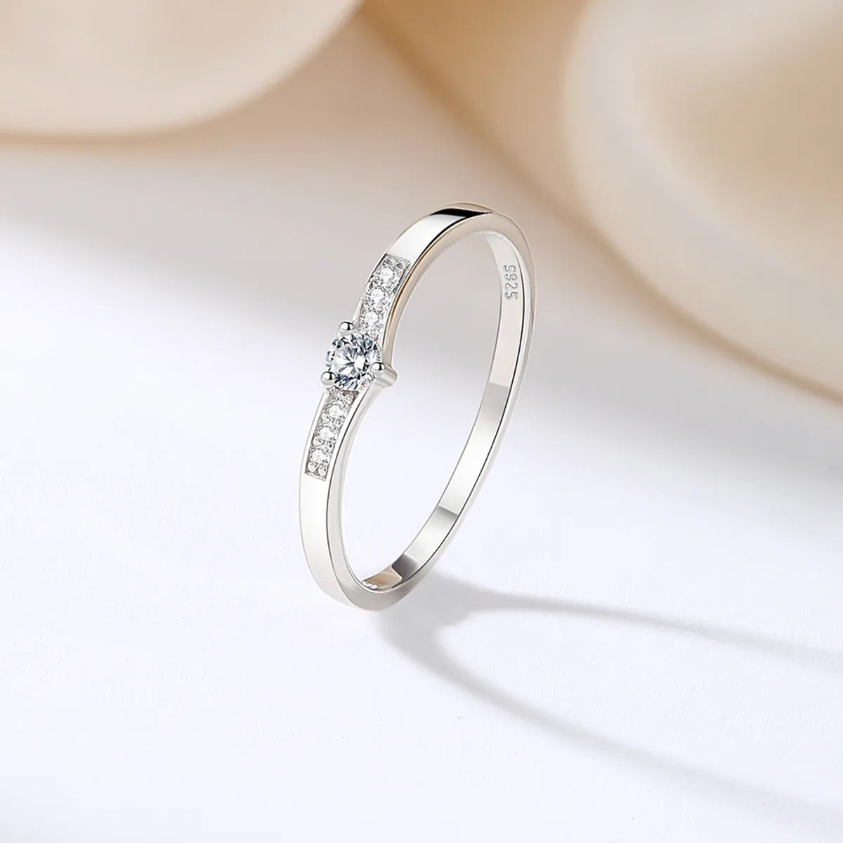 vintage style wedding bands for women -Sterling Silver Shiny Metallic Plating Inlay Geometric Round Zircon Rings