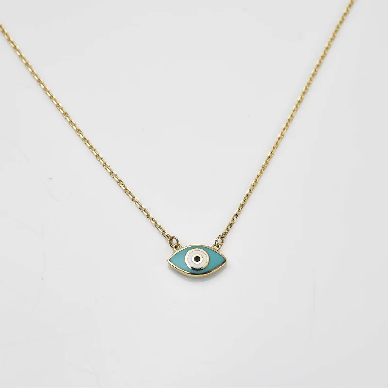 romantic pendant necklaces for women -Evil Eye Enamelled Necklace in 9K Yellow Gold