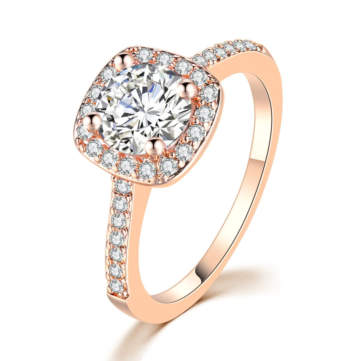 Square Rose Gold White Stone