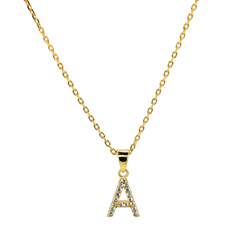 statement heart-shaped necklaces for women -bara boheme | "INITIALS" Gold Plated CZ Necklace