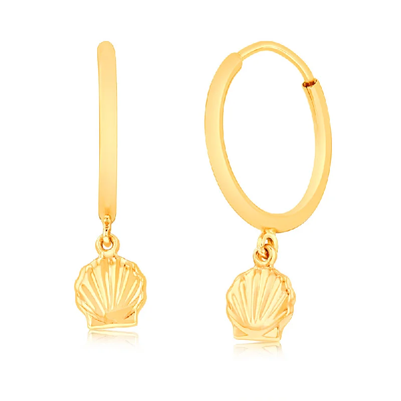 long dangle earrings for women -9ct Yellow Gold Fancy  Shell Earrings