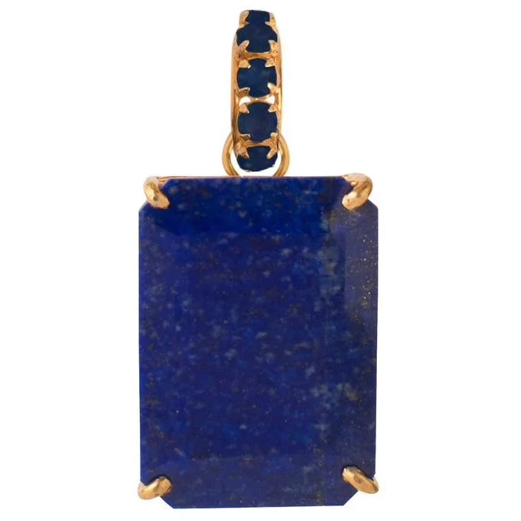 gemstone chain pendants for women -Lapis drop