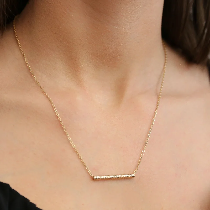 unique crystal bar necklaces for women -EOS - Dainty Gold Chain with Gold Rod Necklace