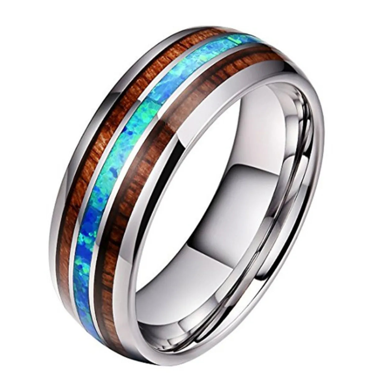 women’s diamond wedding bands -Commute Color Block Stainless Steel Polishing Men'S Rings