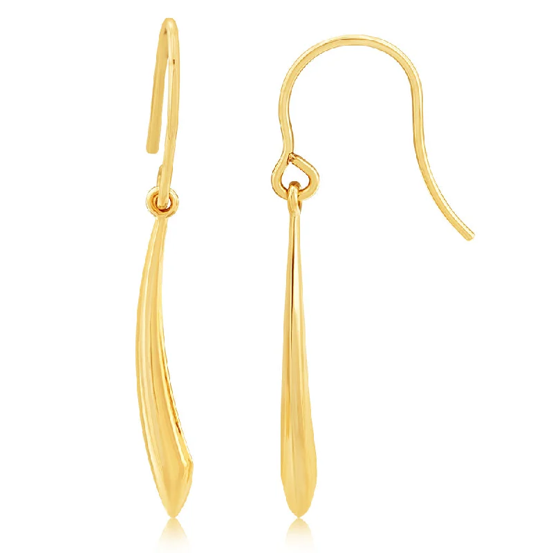 radiant drop gemstone earrings for women -9ct Yellow Gold Light Conical Drop Earrings