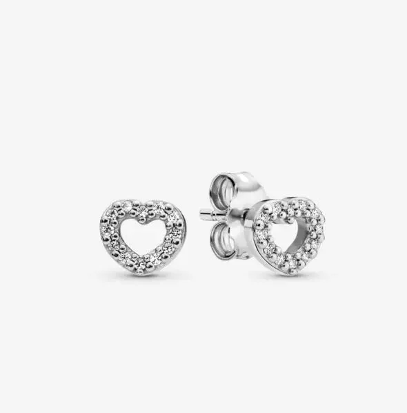 luxurious drop earrings for women -Pandora Open Heart Stud Earrings