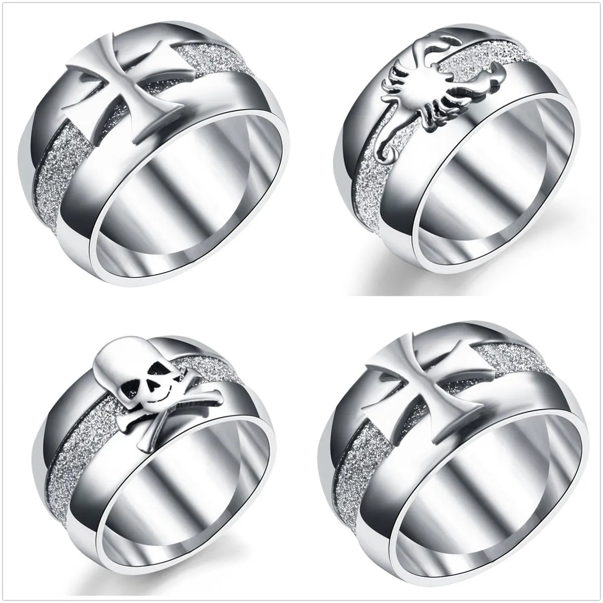 vintage wedding rings for women -Titanium Steel Cross Carved Ring Wholesale Nihaojewelry