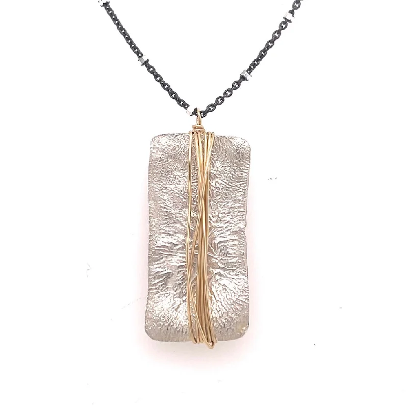 sparkling gemstone pendants with diamonds for women -Funky Rectangle Necklace  (RN704)