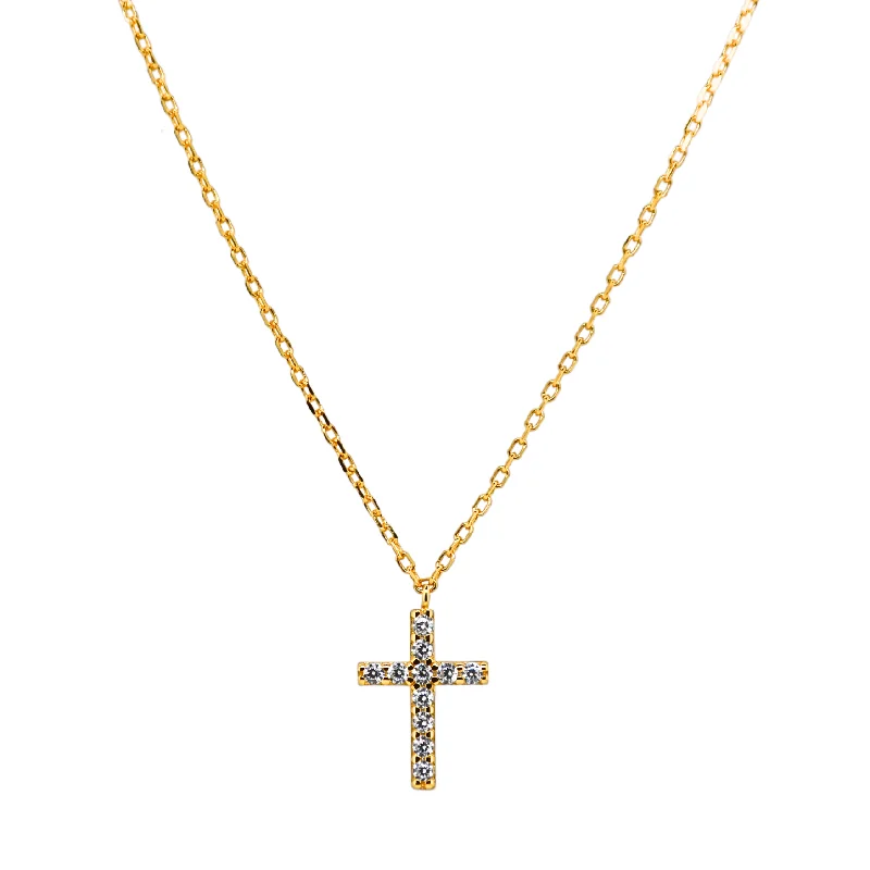 large pendant necklaces for women -"CHRISTINA" Large Cross Pave CZ Necklace