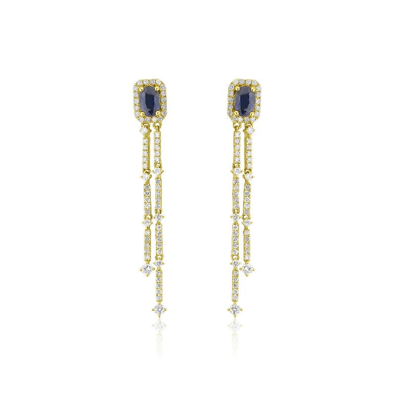 classic drop earrings for women -Sapphire and Diamond Drop Earrings