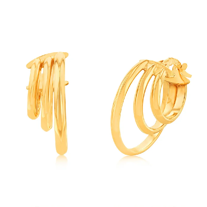 crystal chandelier earrings for women -9ct Yellow Gold Gradient Hoop Earrings