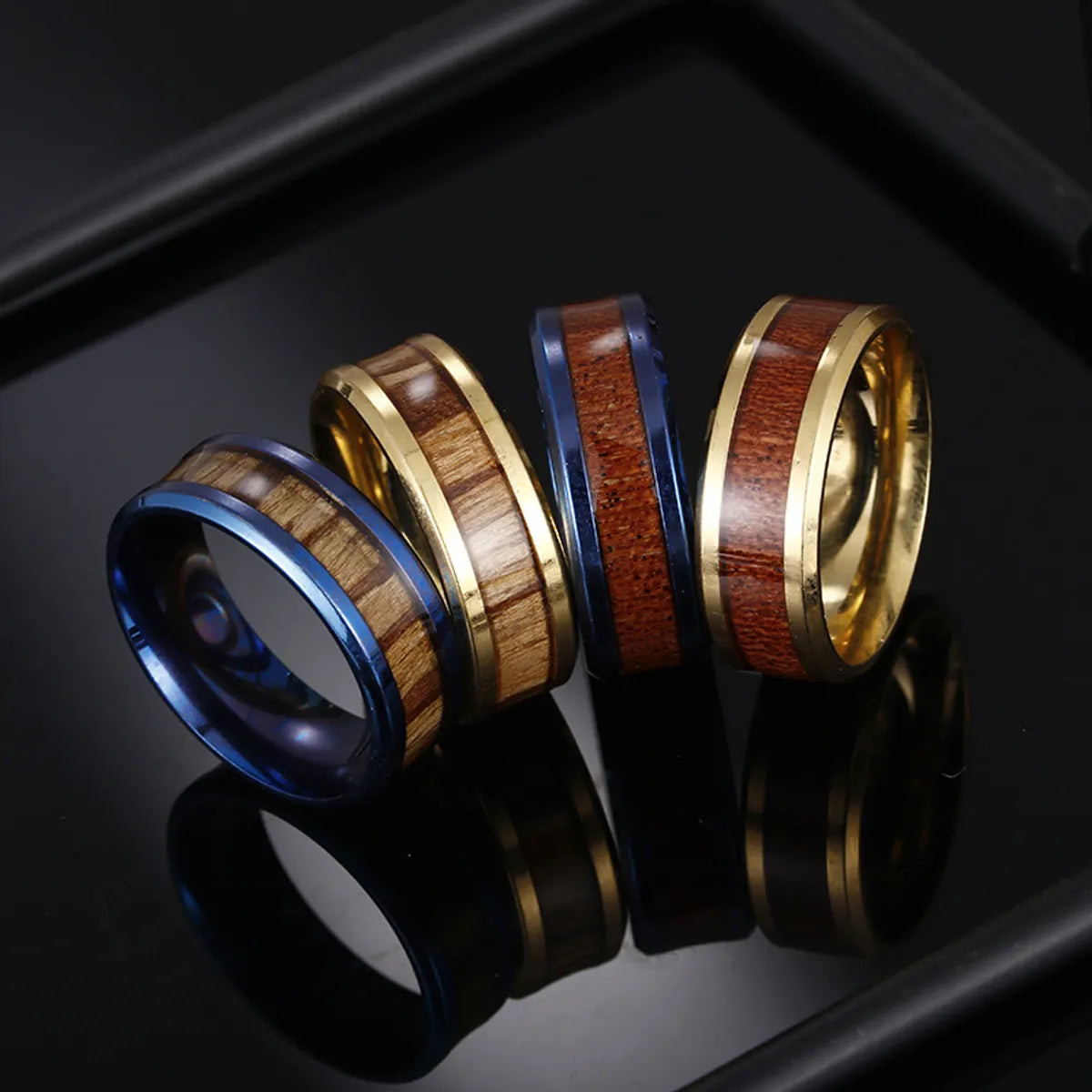 trendy rings for women with diamonds -Fashion Geometric 201 Stainless Steel Gold Plated Unisex Rings