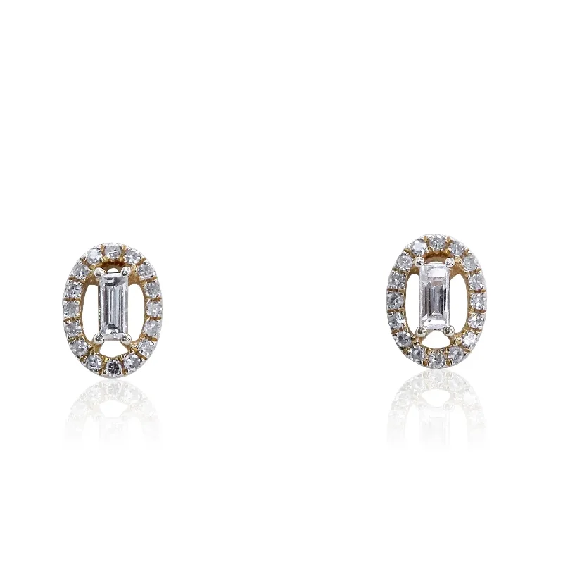 radiant diamond stud earrings for women -Small Yellow Gold Diamond Earrings