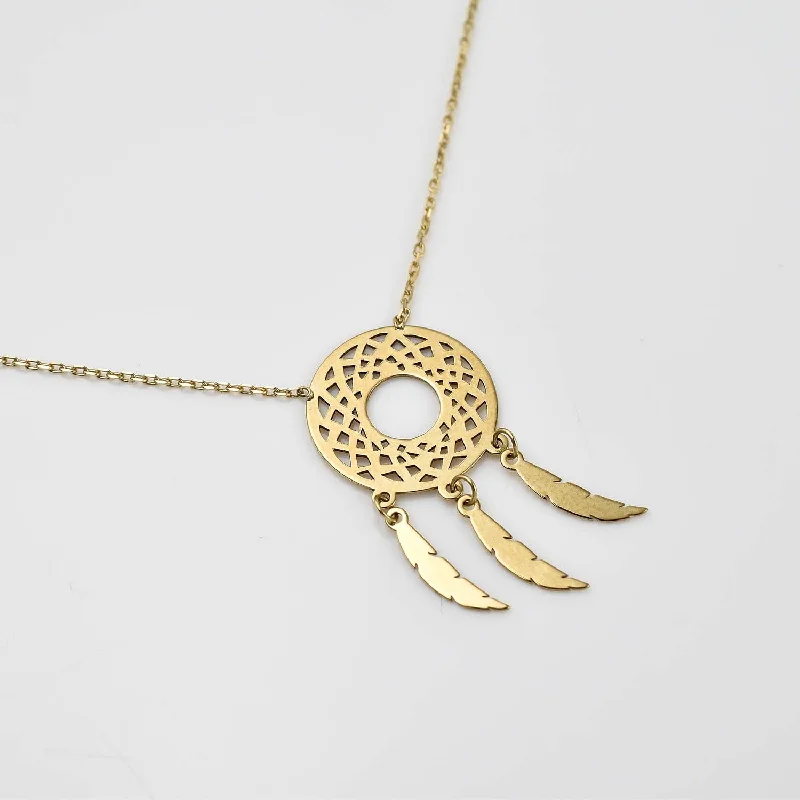 luxury heart-shaped necklaces for women -Dreamcatcher 9K Gold Necklace