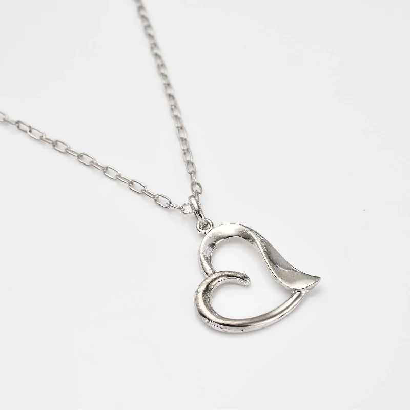 silver infinity necklaces for women -Amore Heart Wave Pendant with Free Chain