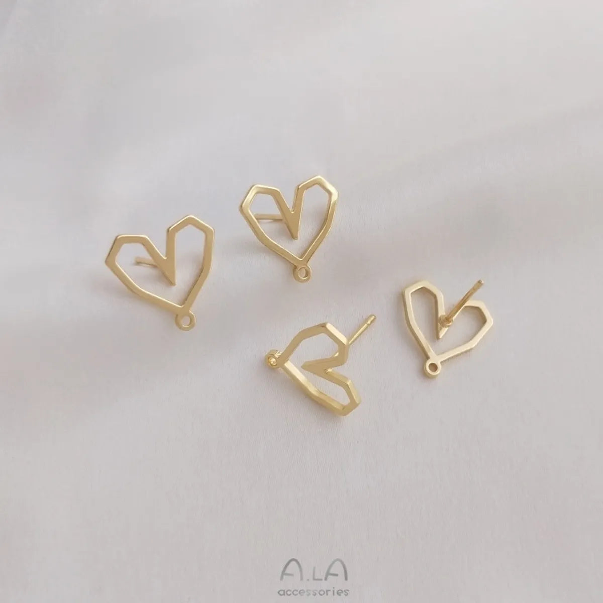 affordable gold wedding rings for women -1 Pair 13*12.5mm Copper 14K Gold Plated Heart Shape Earring Findings