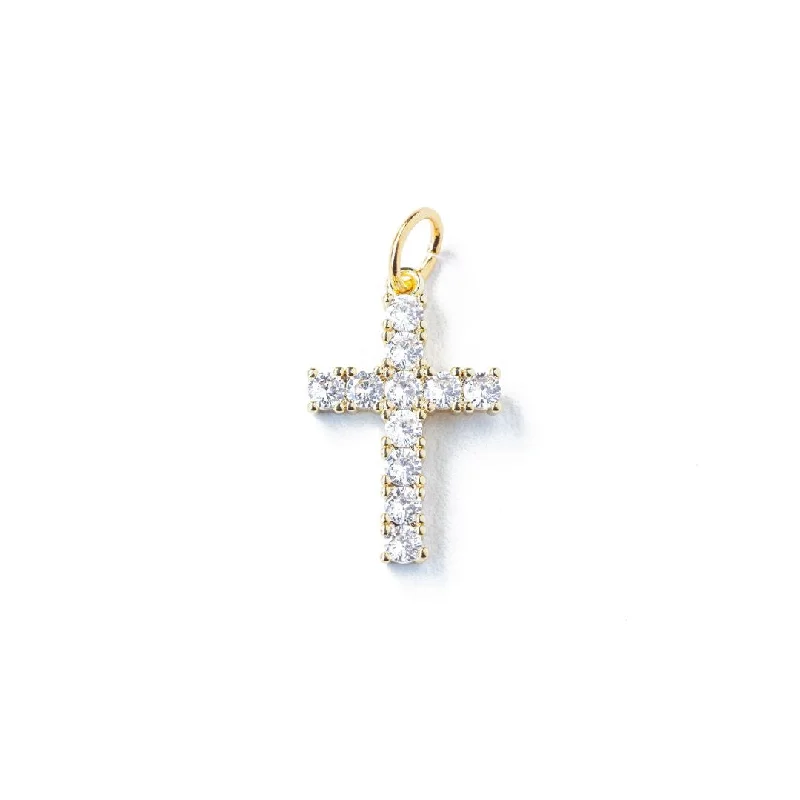 diamond pendant necklaces for women -Pave Cross Charm