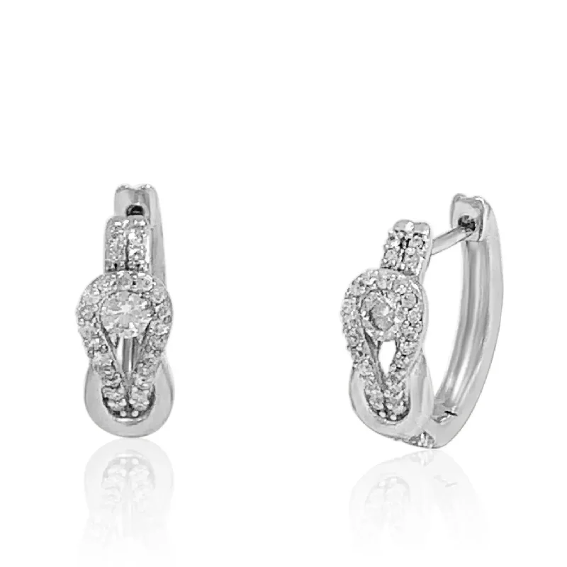 radiant gemstone hoop earrings for women -White Gold Diamond Huggie Earrings