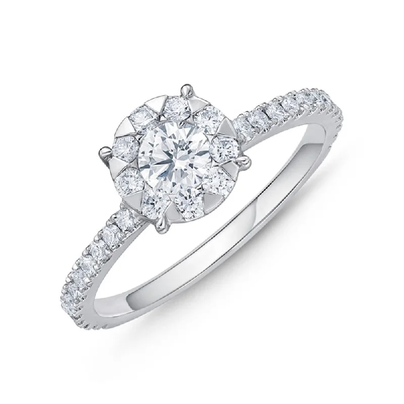 engagement rings with hidden diamonds -Bouquet Solitaire Engagement Ring with Diamond Shank .46ctw