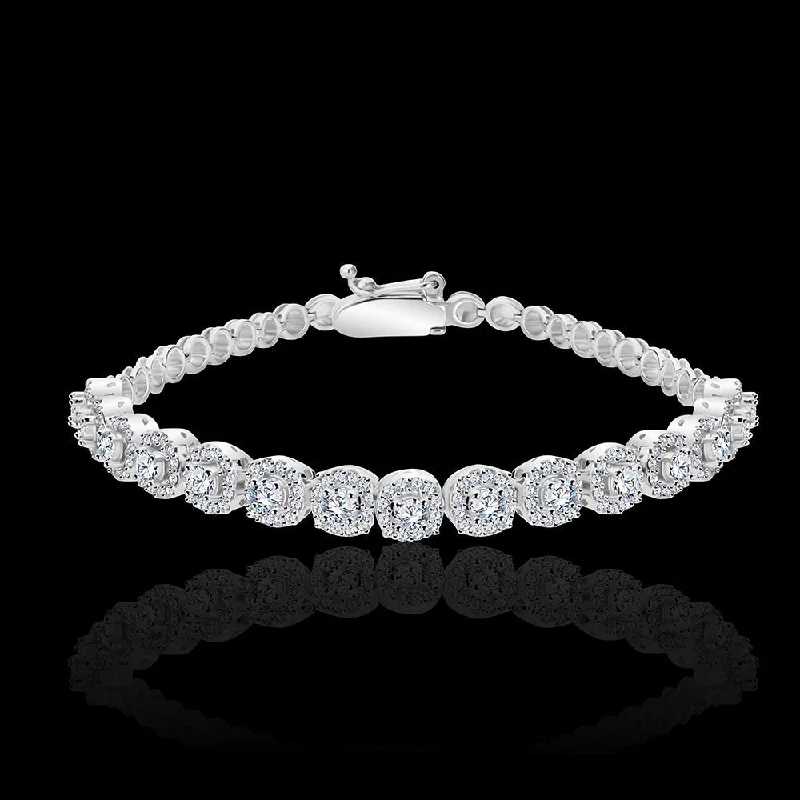 chic charm bangle sets for women -Round Diamond Setting for an extra brilliant tennis bracelet - I-BU114S