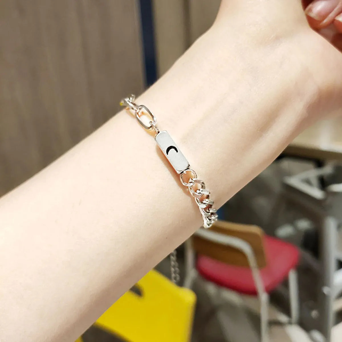 luxurious chain bangle bracelets for women -Stainless Steel Sun Moon Letter Simple Couple Bracelet A Pair Jewelry Wholesale Gooddiy