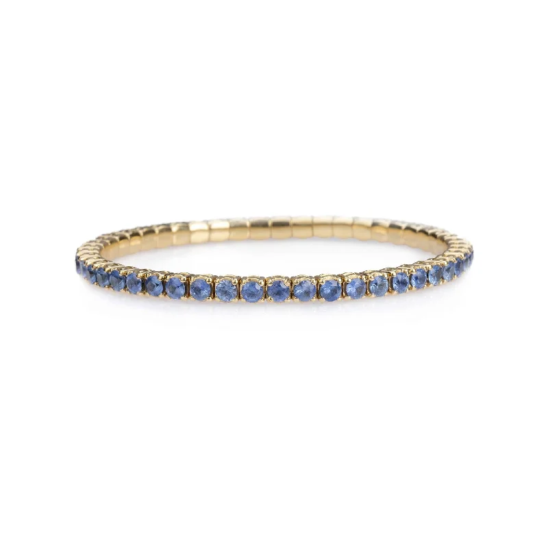 customized leather bracelets for women -18K Gold Stretch Sky Blue Sapphire Tennis Bracelet, 2.25-8.58 Carats