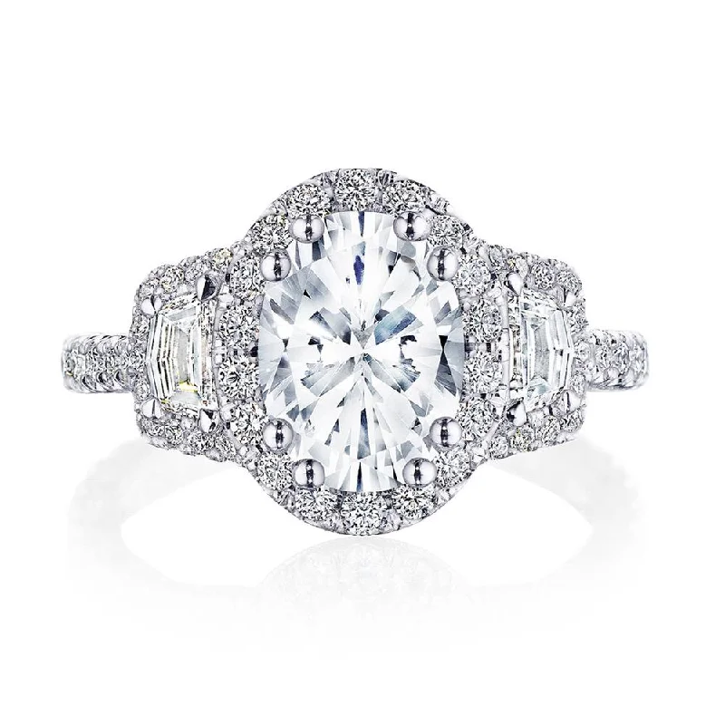 classic engagement rings with radiant diamonds -Oval 3-Stone Engagement Ring