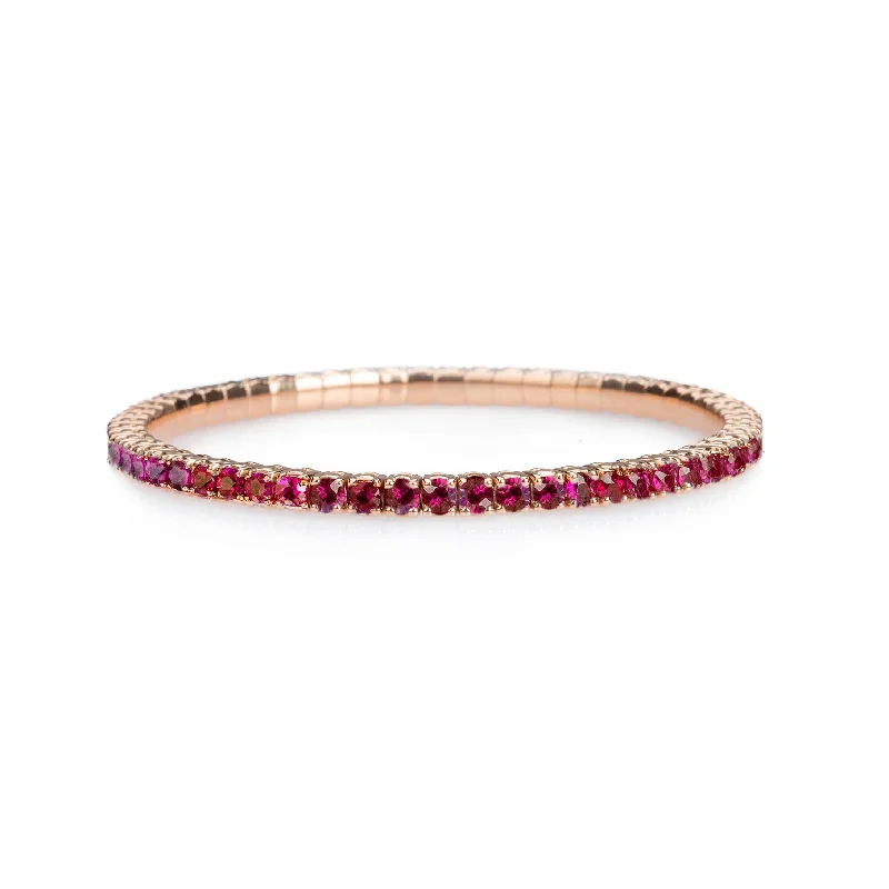 vibrant silver bangles for women -18K Gold Stretch Ruby Tennis Bracelet, 8.55-18 Carats