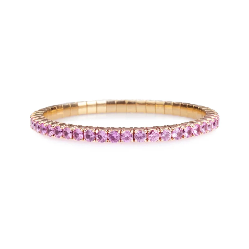 radiant crystal bangles with gemstones for women -18K Gold Stretch Pink Sapphire Tennis Bracelet, 2.25-8.58 Carats