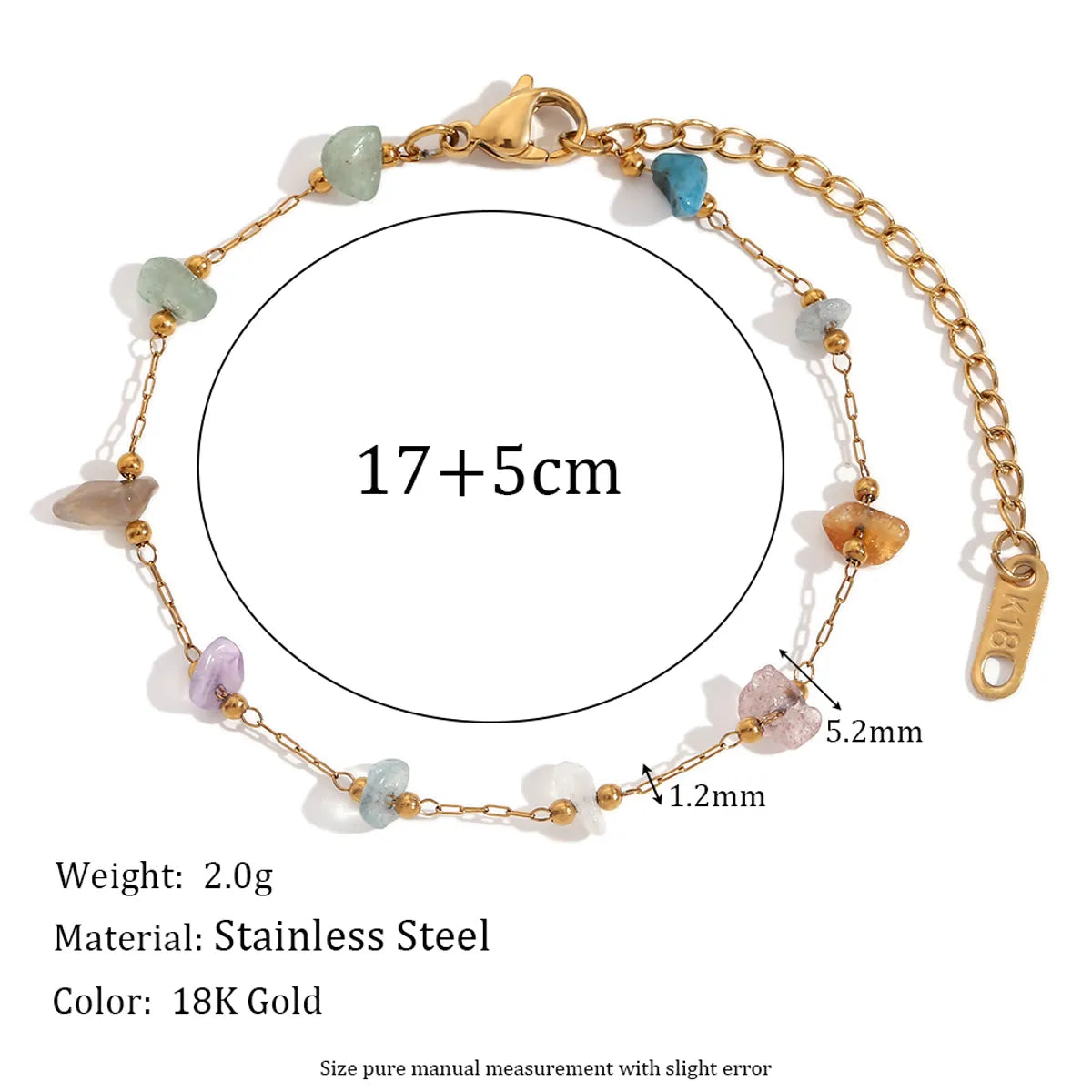 Bracelet 17 5-Golden-Colored Stone