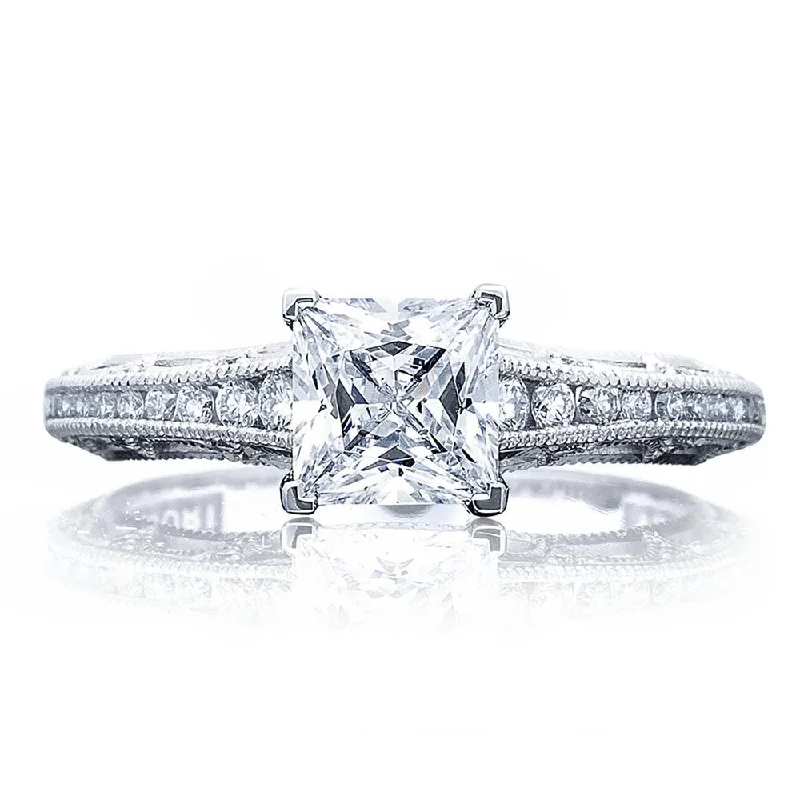 timeless engagement rings with platinum bands -Princess Solitaire Engagement Ring