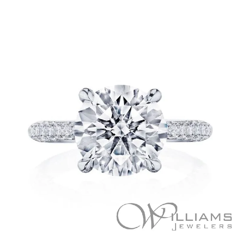 solitaire engagement rings with side stones -Tacori RoyalT Plat Diamond Engagement Ring