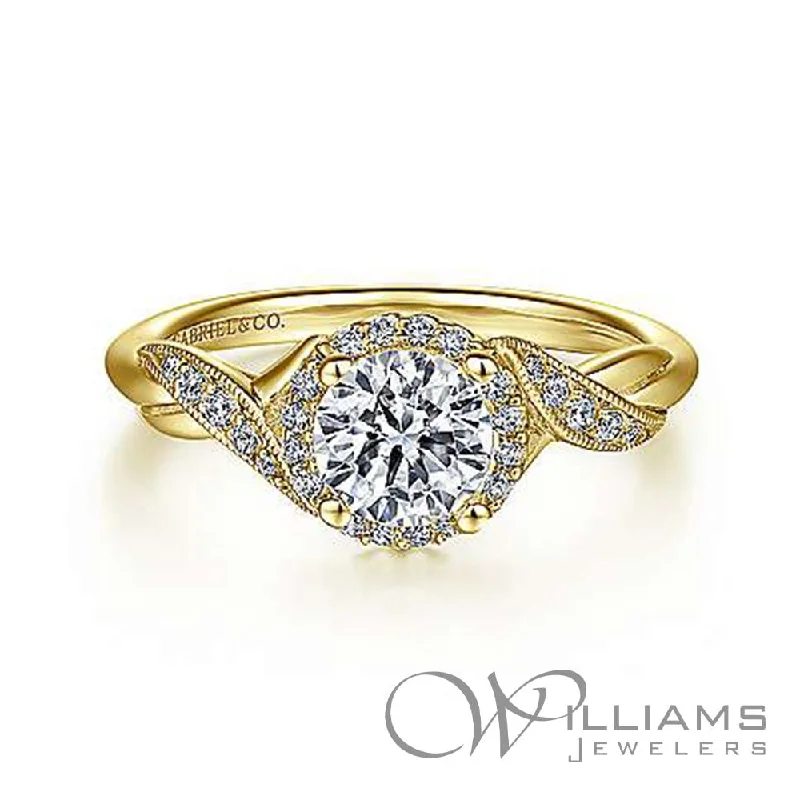 simple engagement rings for women -Gabriel & Co. Victorian 14 Karat Diamond Engagement Ring