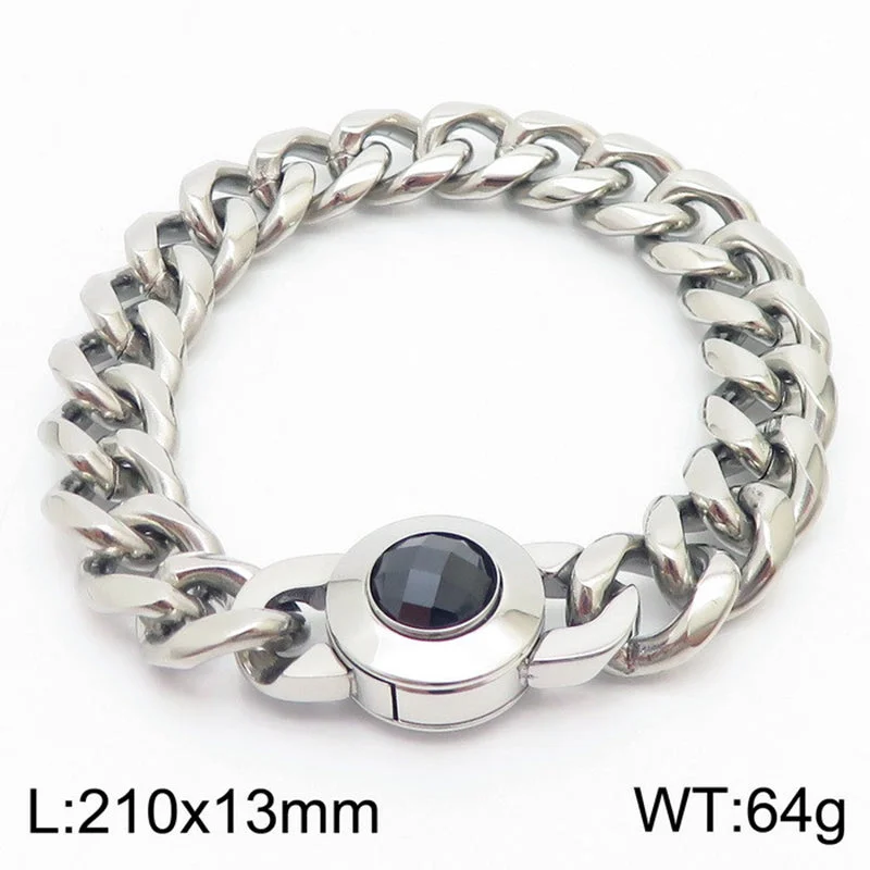 Steel Color -- Black Crystal Buckle