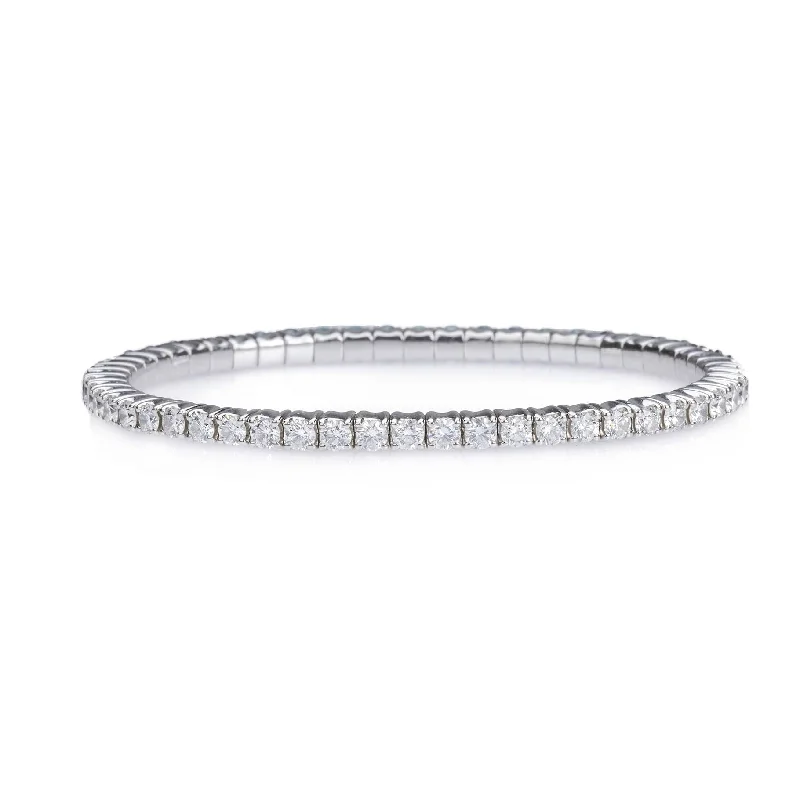 sparkling gold bracelets for women -18K Stretch Round Diamond Tennis Bracelet, 4.5 Carats, Lab Grown