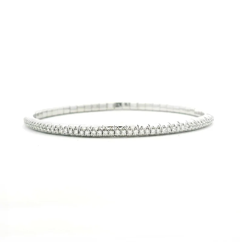 chic gold charm bangles for women -18K Stretch Round Diamond Mini Tennis Bracelet, 1.3  Carats, Natural Mined Diamonds