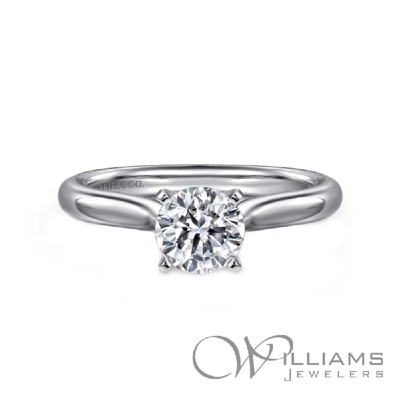 diamond solitaire engagement rings for women -Gabriel & Co. Classic 14 Karat Diamond Engagement Ring