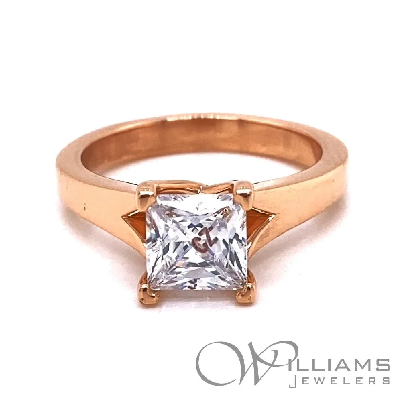 radiant diamond engagement rings with platinum bands -Williams Elevation 18 Karat Diamond Engagement Ring