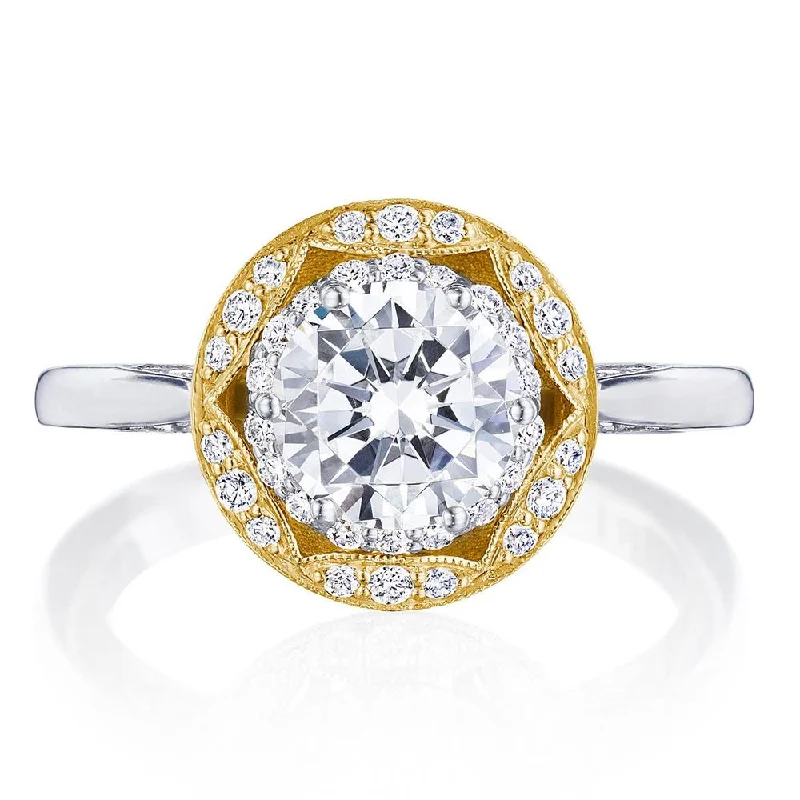 vintage style engagement rings with diamond halos -Round Bloom Engagement Ring