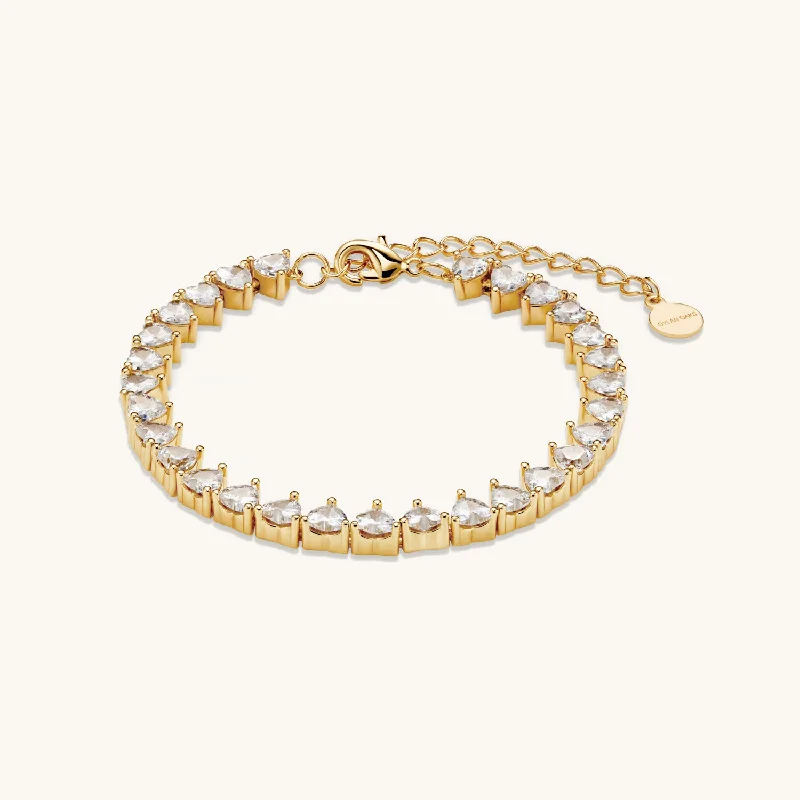 luxurious gold chain bangles for women -Amore Tennis Bracelet In Gold