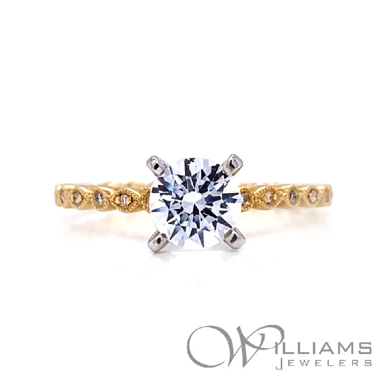 radiant engagement rings with sapphire center stones -Williams Signature 14 Karat Diamond Engagement Ring